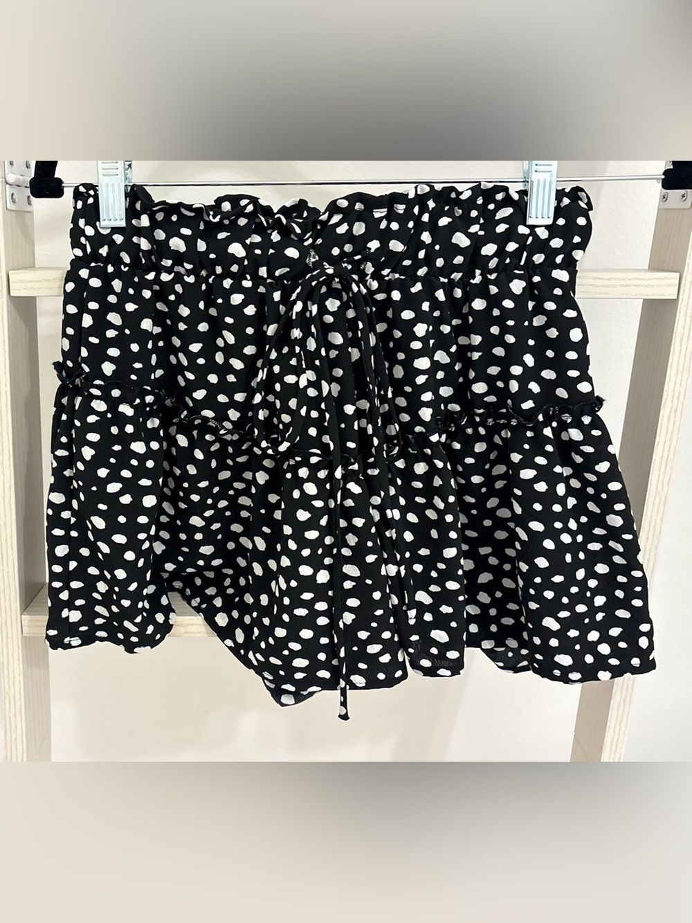 Altar'd State Black and White Polka Dot Tiered Mini Skort